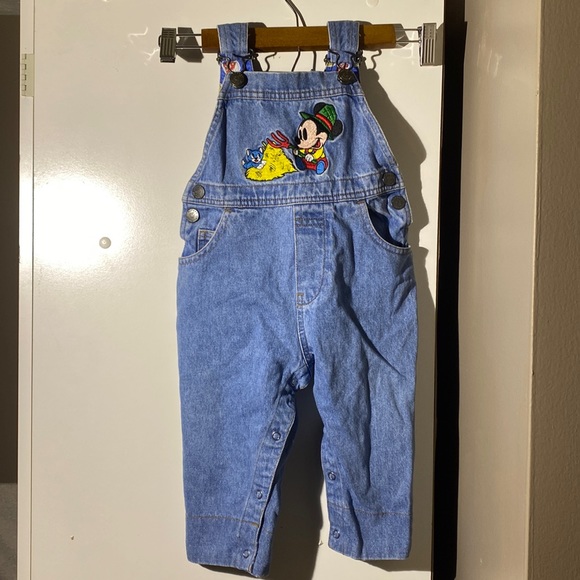 Disney Other - The Disney Store RARE Vintage Mickey Barnyard boys overalls jean size 12 months